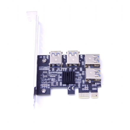 USB 1 to 4 Ports PCIe Riser Adapter (Board) PCI-E 1x to 4 USB 3.0 PCI-E Card - usb 1 to 4 ports pcie riser adapter board pci e 1x to 4 usb 30 pci e card    - Mining Shop